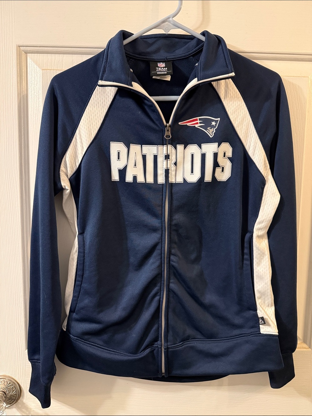 NFL Women's Navy and White Patriots Zip-Up Jacket